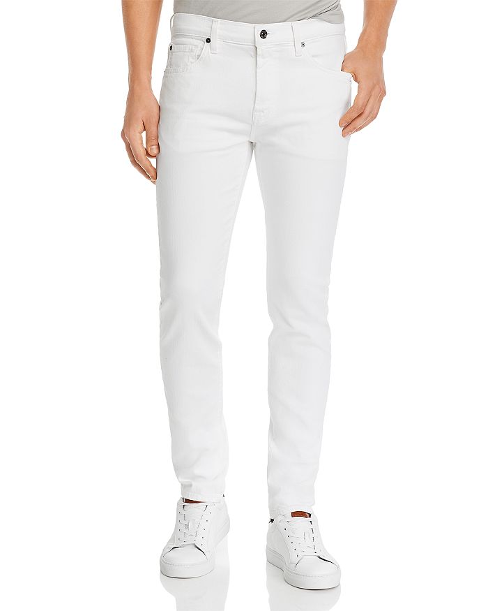 7 For All Mankind Luxe Performance Plus Slimmy Tapered Slim Fit Jeans In White In Natural