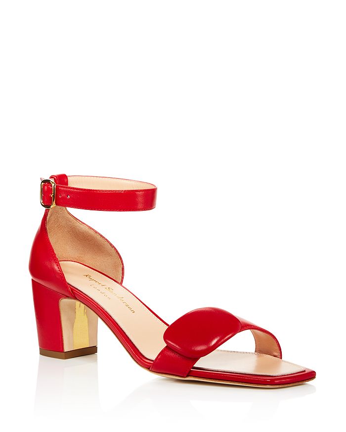 Rupert Sanderson Women's Melissa Leather Block Heel Sandals In Red ...
