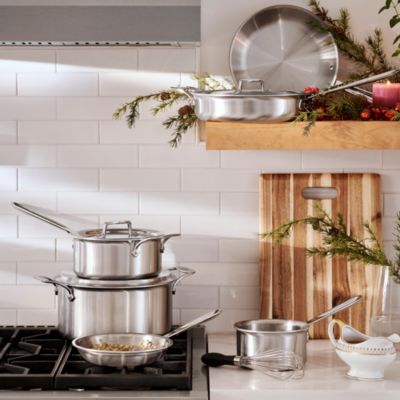 D5 Stainless Brushed 5-Ply Bonded 10-Piece Cookware Set