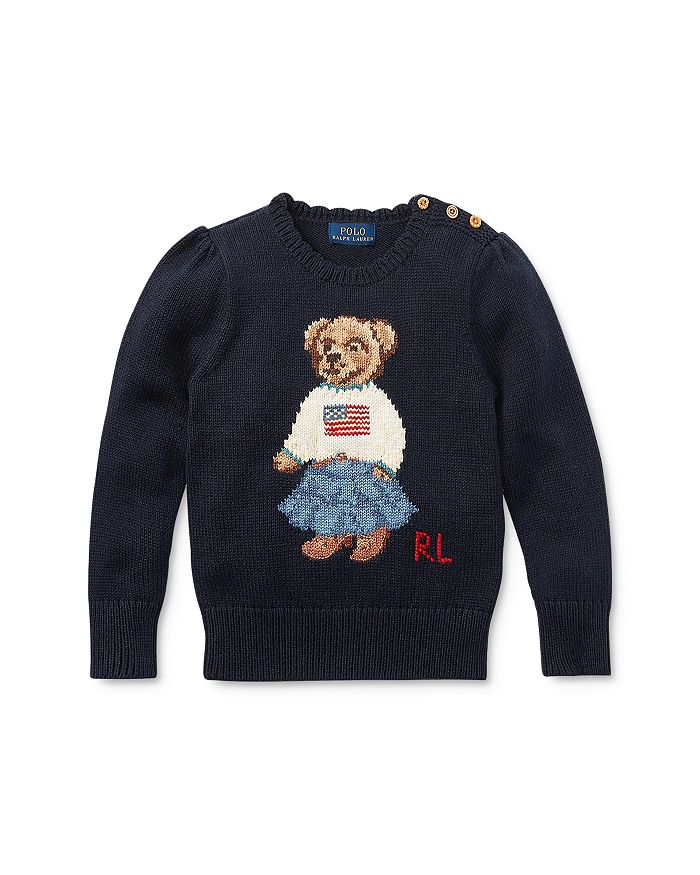 Ralph Lauren Polo Girls' Iconic Bear Sweater - Little Kid In Blue ...