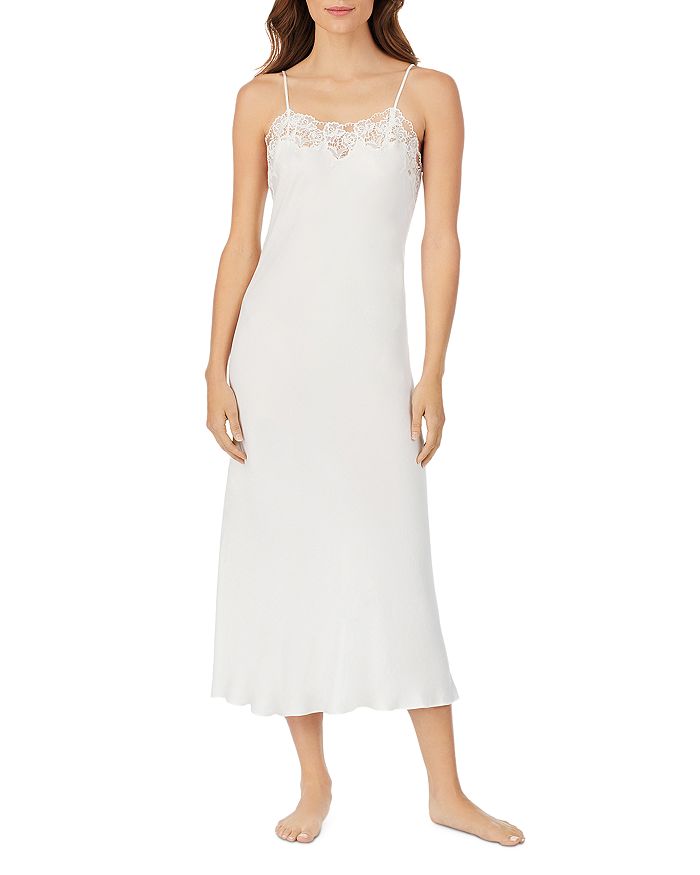 Shop Eileen West Sleeveless Satin Nightgown In Winter White