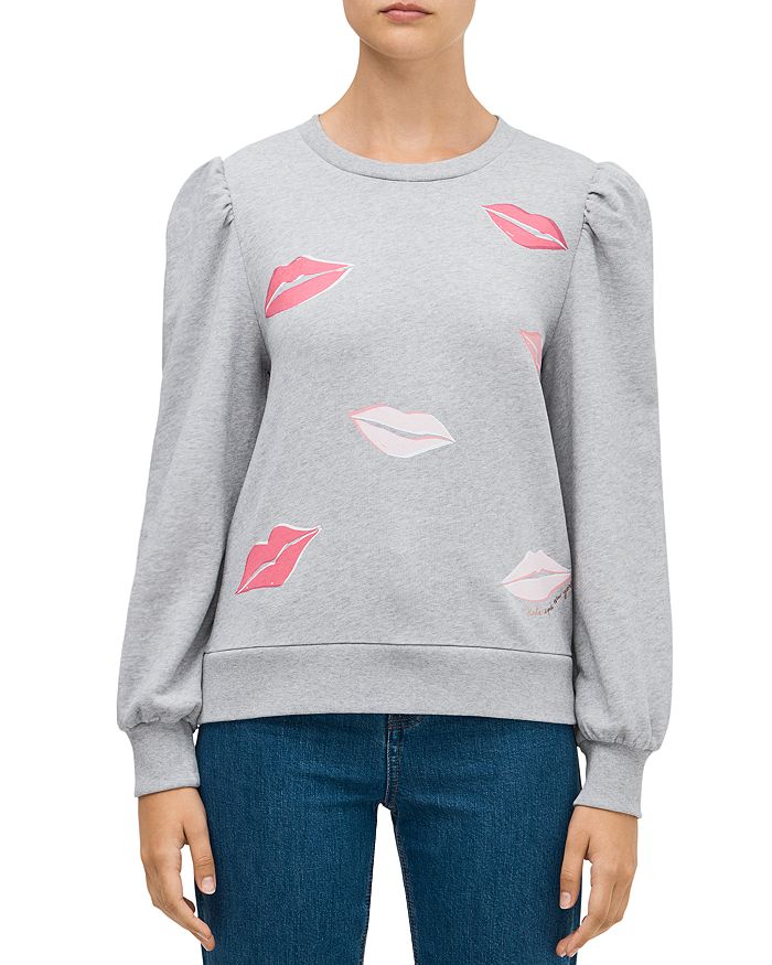 Kate Spade New York Lip Print Sweatshirt In Gris Heather