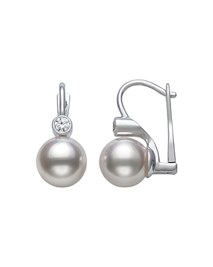 Bloomingdale's Akoya Cultured Pearl & Diamond Drop Earrings in 14K White Gold - 100% Exclusive