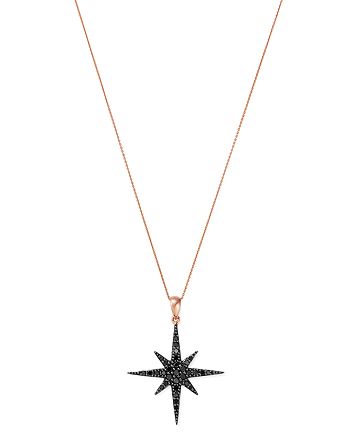 Bloomingdale's - Black Diamond Starburst Pendant Necklace in 14K Rose Gold,0.5 ct. t.w. - 100% Exclusive