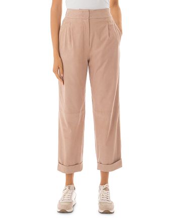 Peserico Cropped Pleated Leather Pants | Bloomingdale's