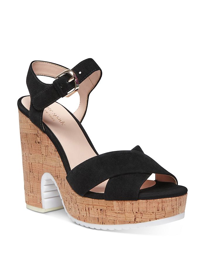 Kate Spade New York Women's Glynda High-heel Platform Sandals In Black Suede