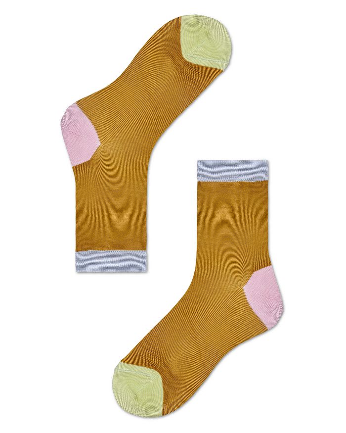 Happy Socks Grace Ankle Socks In Mustard/pastel