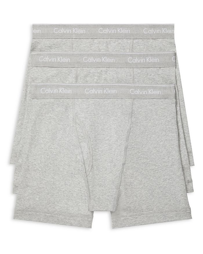 Shop Calvin Klein Cotton Boxer Briefs, Pack Of 3 In Gray/black/white