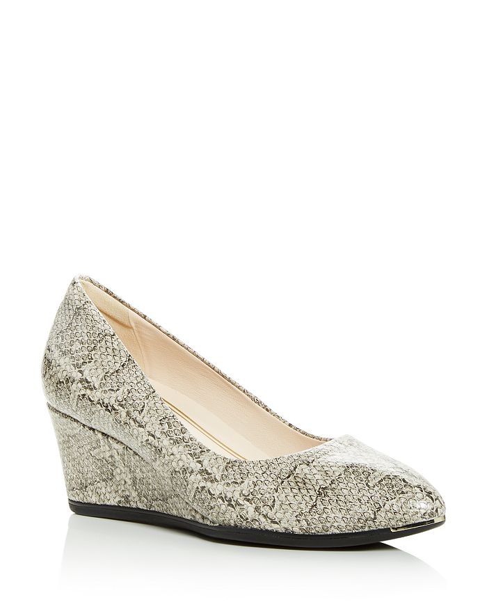 COLE HAAN WOMEN'S GRAND AMBITION SNAKE-EMBOSSED WEDGE PUMPS,W15847