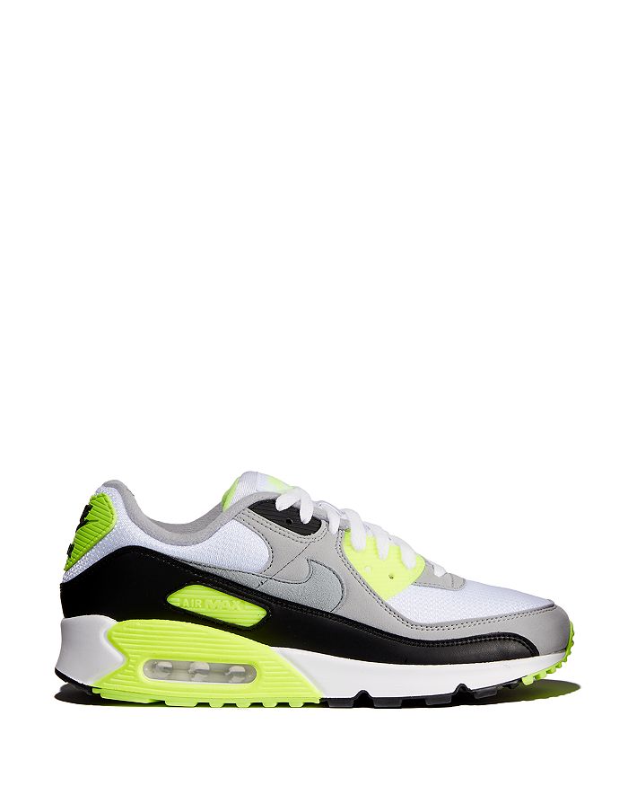 Nike Air Max 90 Leather And Textile Trainers In White/green