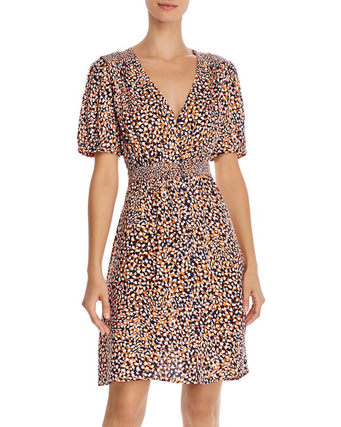 FRENCH CONNECTION CADE DRAPE PRINTED BUTTON-FRONT DRESS,71NDI