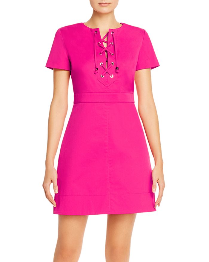 PAULE KA Cotton-Stretch Lace-Up Mini Dress | Bloomingdale's