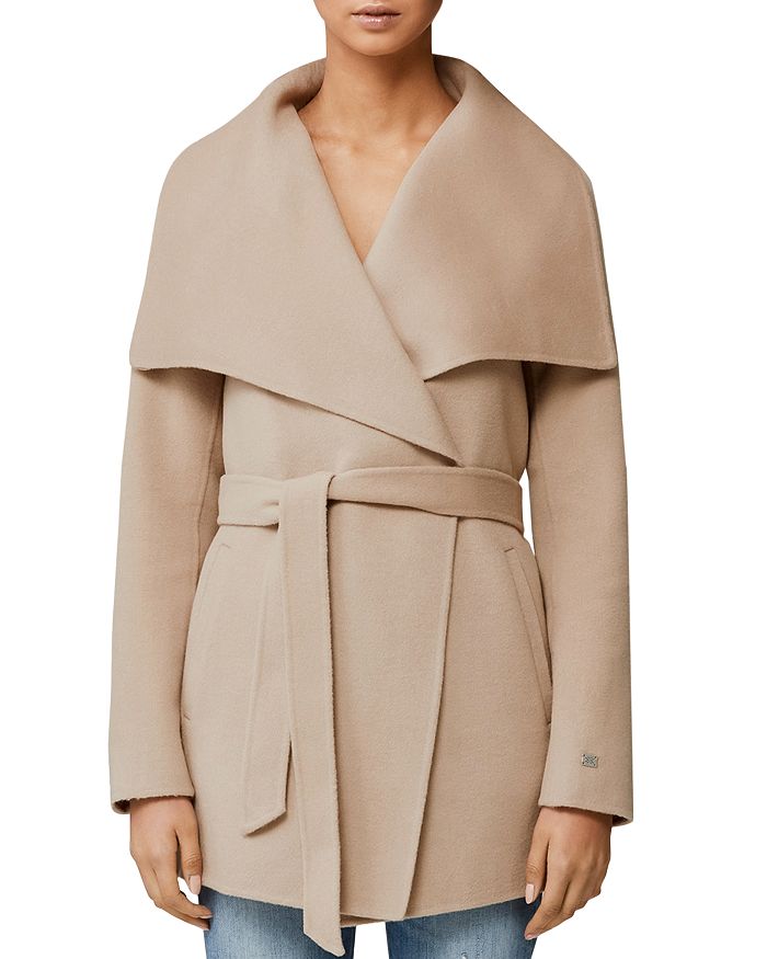 Soia & Kyo Brit Double Face Wool-blend Draped Collar Coat In Almond