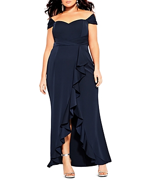 CITY CHIC PLUS OFF-THE-SHOULDER GOWN,200593