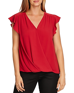 VINCE CAMUTO FLUTTER SLEEVE WRAP-FRONT TOP,9120177