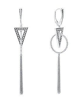 LAGOS - Sterling Silver Signature Caviar Triangle Circle Drop Earrings 