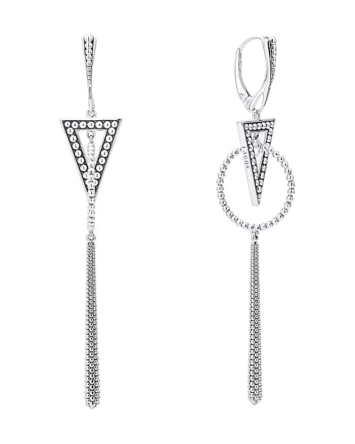 Shop Lagos Sterling Silver Signature Caviar Triangle Circle Drop Earrings