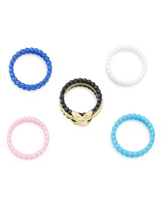 Meridian 18K Yellow Gold & Ceramic Caviar Stack Ring