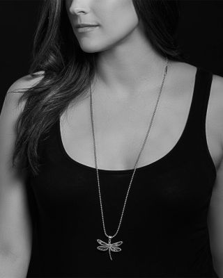 Sterling Silver Rare Wonders Dragonfly Pendant Necklace, 34"