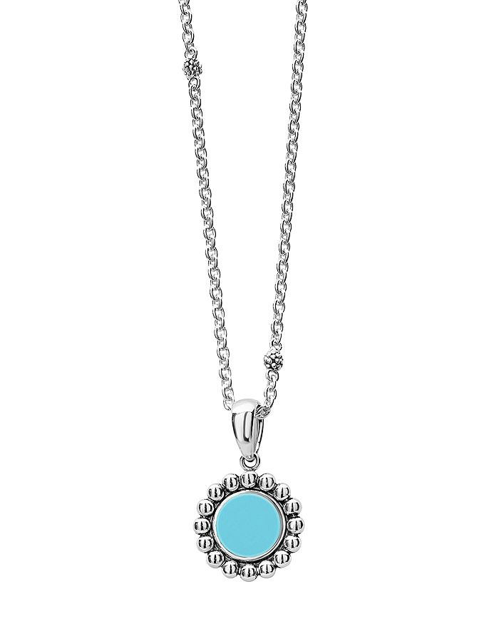 Shop Lagos Sterling Silver Maya Blue Ceramic Pendant Necklace, 18 In Blue/silver