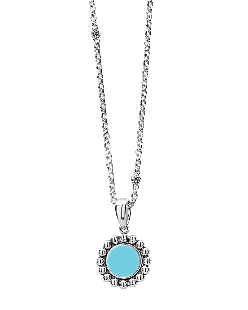 Lagos Sterling Silver Maya Blue Ceramic Pendant Necklace, 18