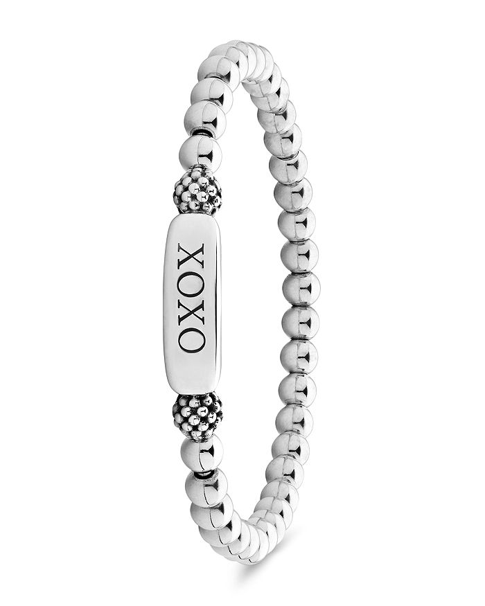 Shop Lagos Sterling Silver Signature Caviar Xoxo Station Bracelet