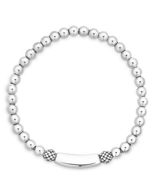 Sterling Silver Signature Caviar Mom Station Bracelet