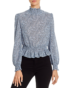 Lucy Paris Animal-print Smocked Top - 100% Exclusive In Blue Leopard
