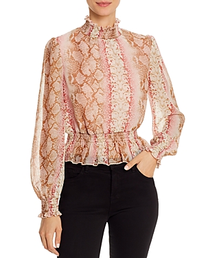 Lucy Paris Animal-print Smocked Top - 100% Exclusive In Pink Snake