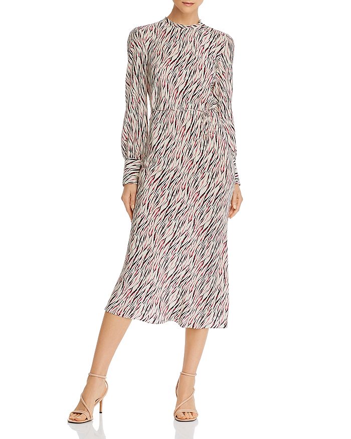 Rebecca Vallance Tiger Print Silk Midi Dress | Bloomingdale's