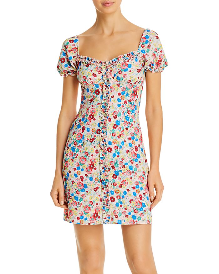 Andamane Daisy Sweetheart Mini Dress In Floral Ivory