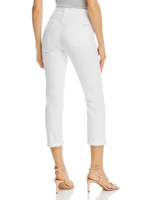 High Rise Ankle Straight Jeans in White