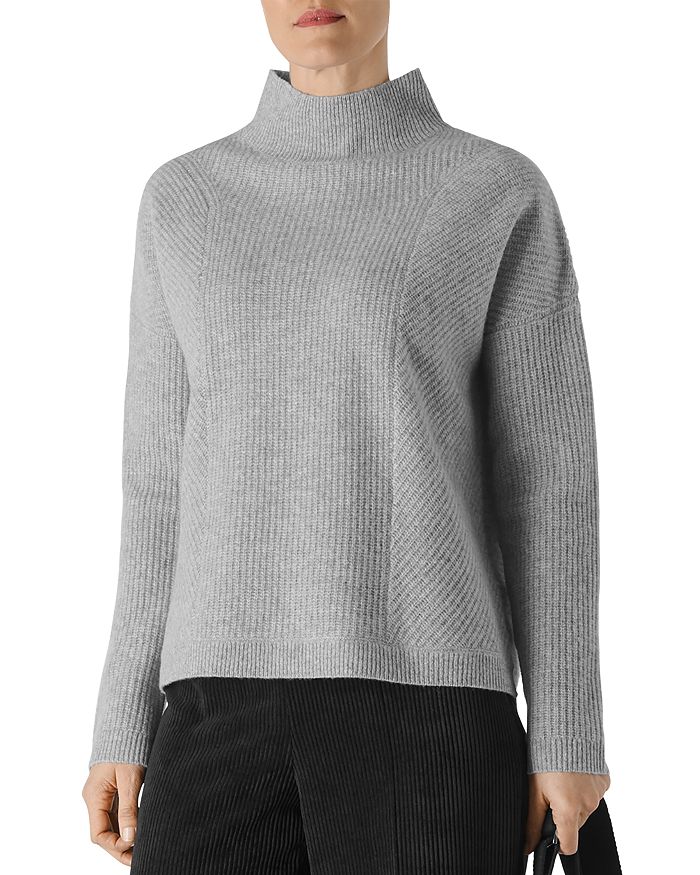 Whistles Ribbed Knit Wool Pullover Jumper In Grey