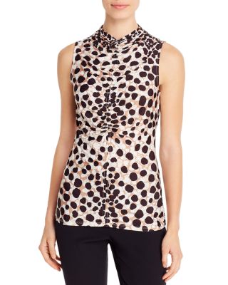 Elie Tahari - Printed Ruched Sleeveless Top