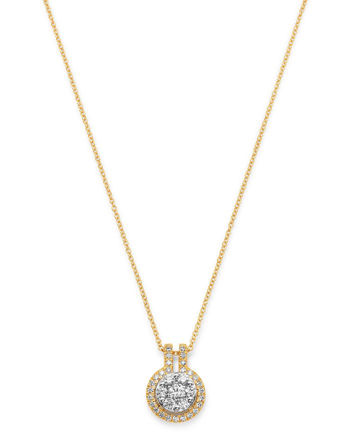Bloomingdale's Diamond Halo Cluster Pendant Necklace in 14K White ...