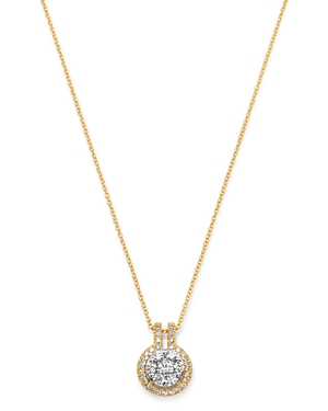 Bloomingdale's Diamond Halo Cluster Pendant Necklace in 14K White & Yellow Gold - 100% Exclusive