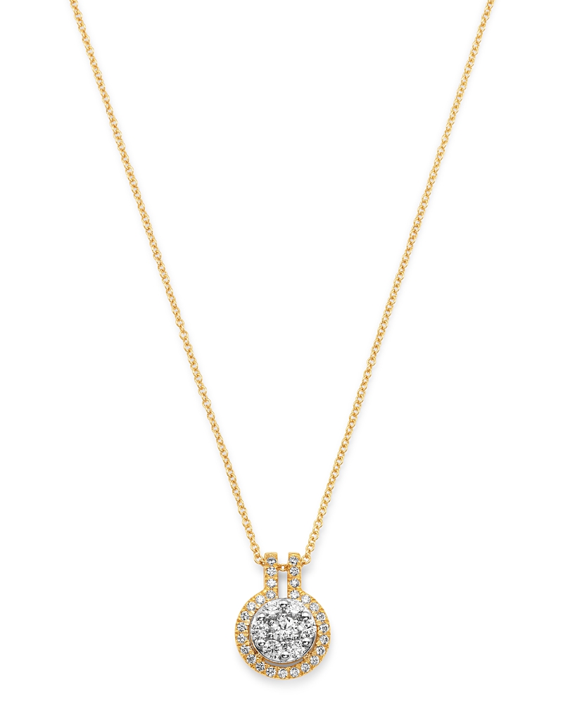 Bloomingdale's Diamond Halo Cluster Pendant Necklace In 14k White & Yellow Gold - Exclusive In White/gold