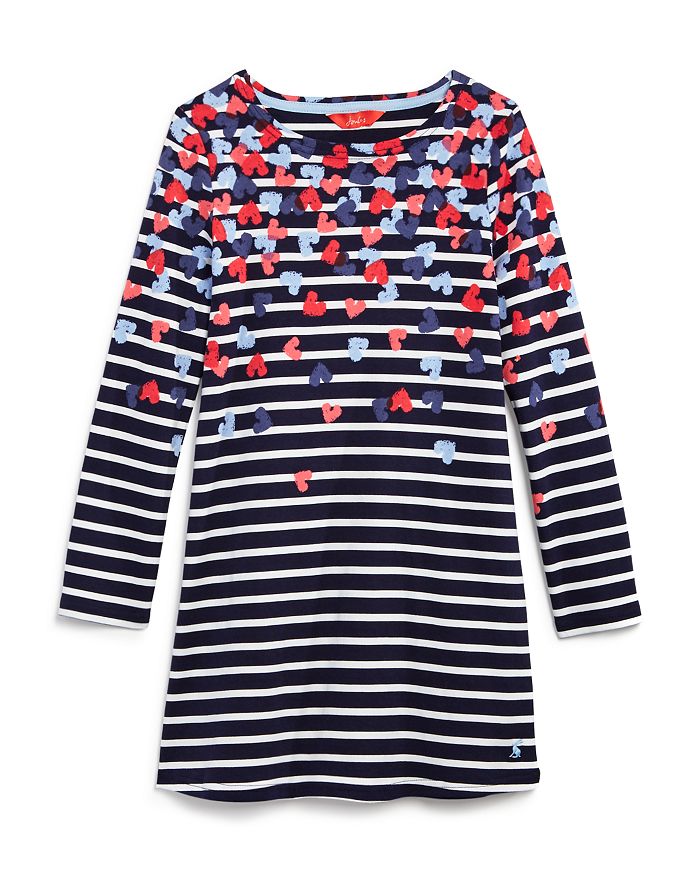 Joules Girls' Hearts & Stripes Dress - Little Kid, Big Kid In Navy