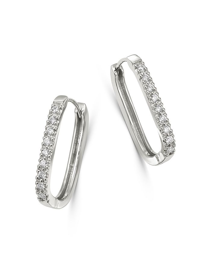 Bloomingdale's Diamond Square Hoop Earrings In 14k White Gold, 0.16 Ct.t.w. - 100% Exclusive