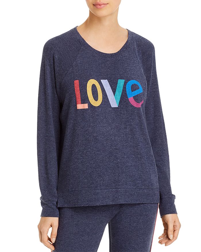 Pj Salvage Love Long-sleeve Peachy Jersey Lounge Shirt In Navy