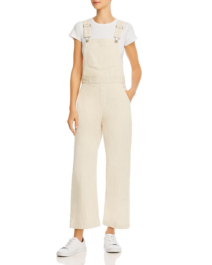Levi's Ribcage Wide-leg Cropped Corduroy Overalls In Ecru Wide Wale ...