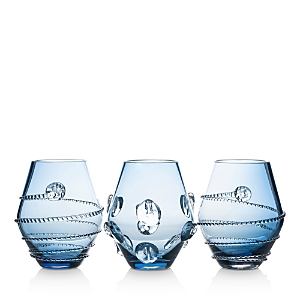 Juliska 3-piece Amalia & Florence Assorted Mini Glass Vases In Dark Blue