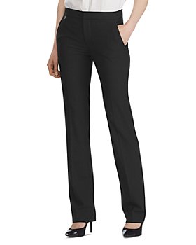 Lauren Ralph Lauren Women's Plus-Size Micro-Sanded Twill Belted Wide-Leg Pants  Polo Black 14W at  Women's Clothing store