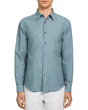 Theory Irving Essential Linen Twill Button-down Shirt In Poseidon ...