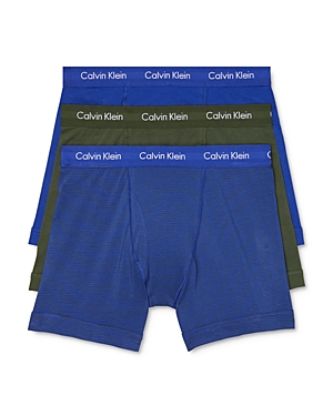 Calvin Klein Cotton Stretch Boxer Briefs, Pack Of 3 In Blue/gray