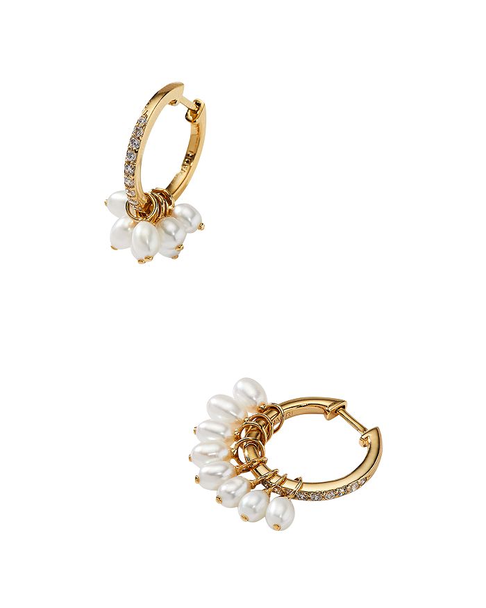 Nadri Nectar Simulated Glass Pearl Shaky Hoop Earrings In Gold/white