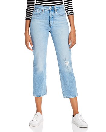 Levi's Wedgie High-Rise Straight Crop Jeans in Tango Blue | Bloomingdale's