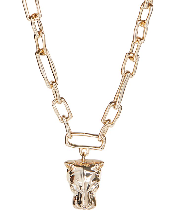 ALEXIS BITTAR PANTHER HEAD CHAIN LINK PENDANT NECKLACE, 15.5,AB0SN011