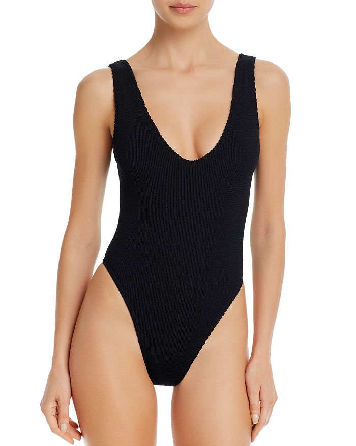 Shop Solid Swimsuit with Hook and Eye Closure Online
