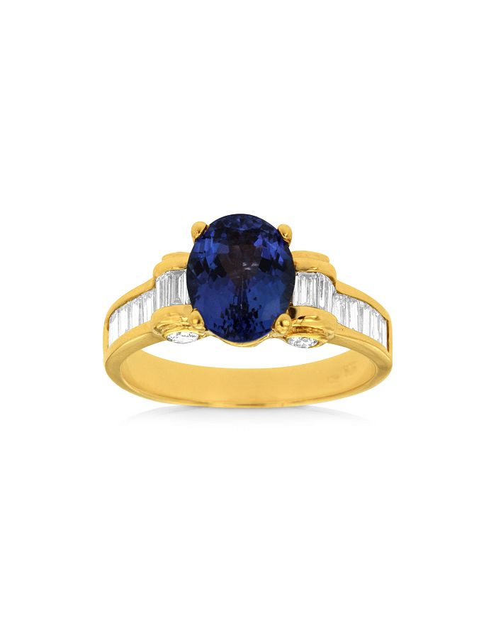 Bloomingdale's Tanzanite & Diamond Ring In 14k Yellow Gold - 100% Exclusive In Blue/gold